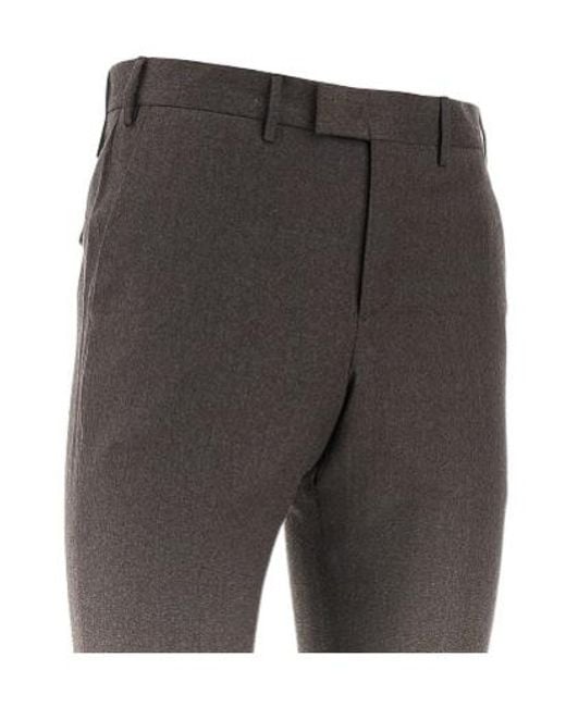 Pt Pantaloni Gray Straight-Leg Casual Trousers for men