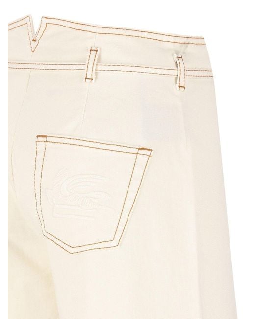 Etro White Tied Waist Wide Leg Jeans