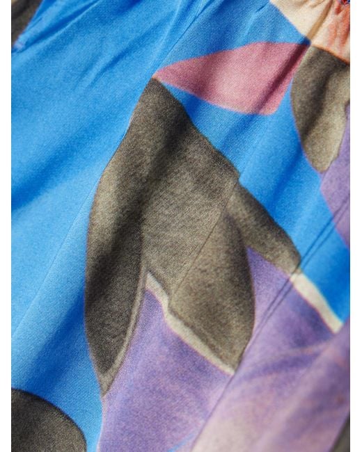 Donde Esteban Blue Printed Satin Shorts