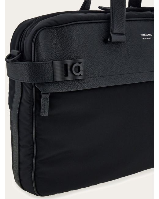 Ferragamo Black Gancini-Motif Laptop Bag