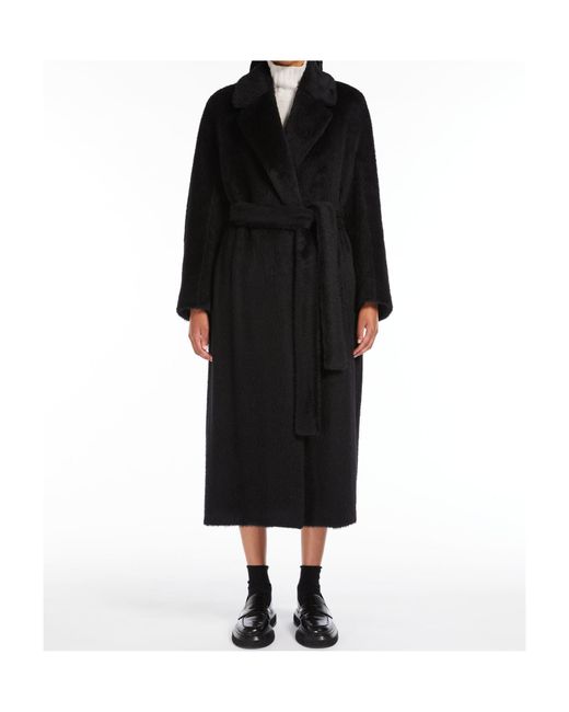 Max Mara Blue Wool And Cashmere Belted Coat