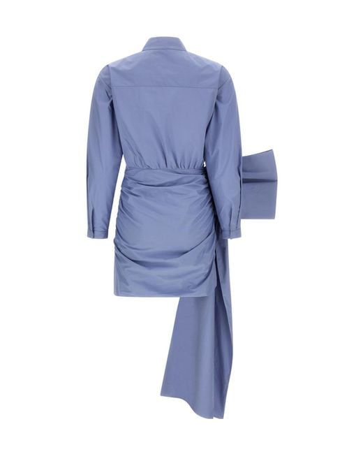 Self-Portrait Blue Tie Side Mini Dress
