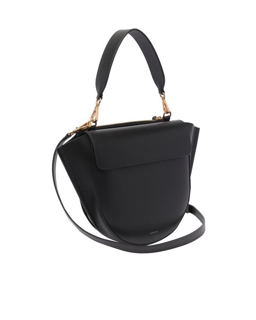 Wandler Black Medium Hortensia Logo Prrinted Tote Bag