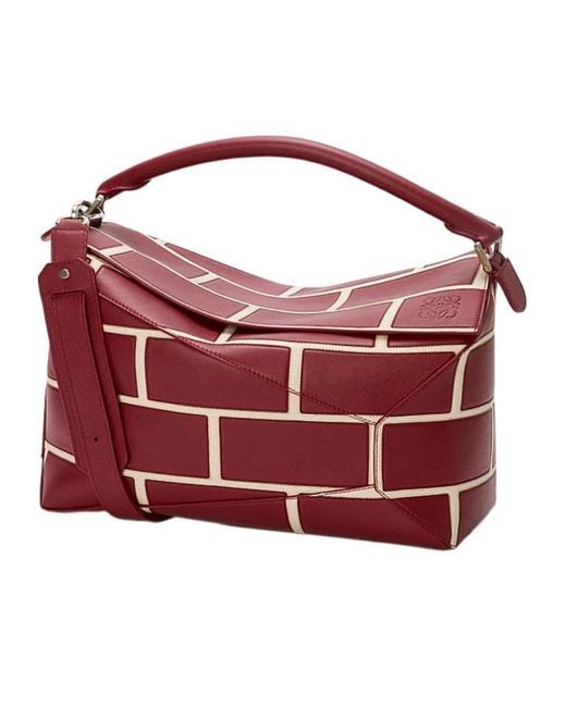 Loewe Red Puzzle Edge Large Brick Bag for men