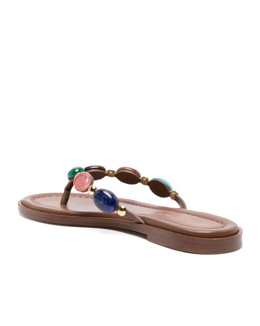 Gianvito Rossi Brown Embellished Thong Sandals