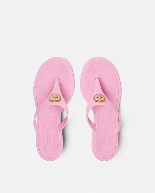 Versace Pink Heeled Thong Sandals