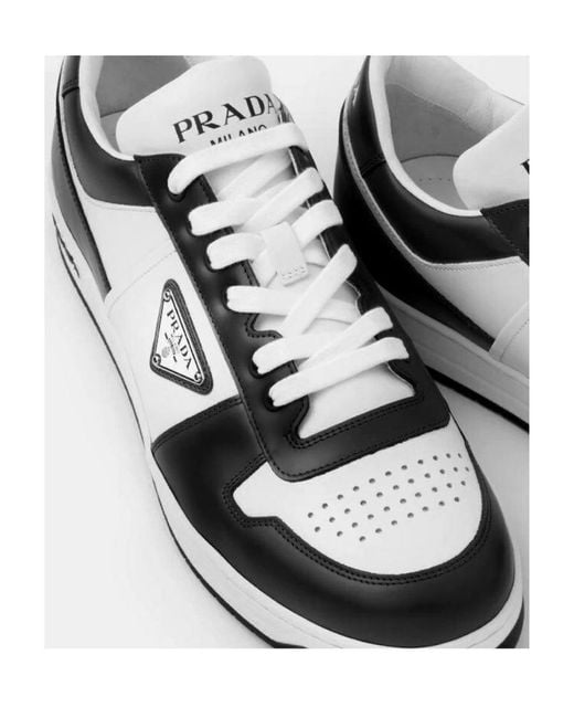 Prada White Downtown Leather Sneakers