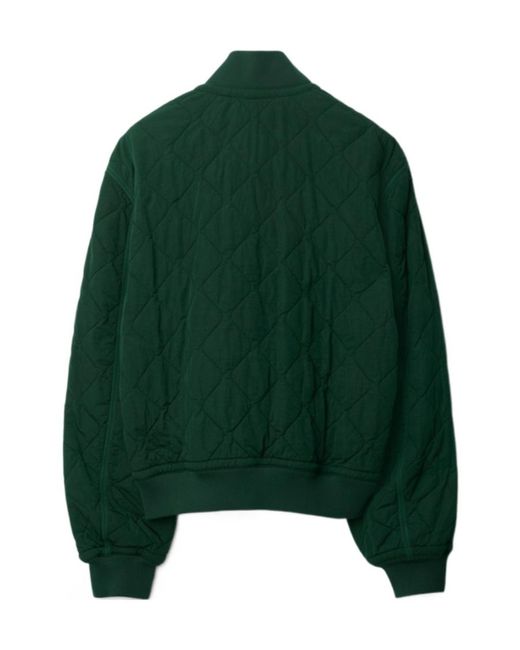 Burberry Green Long Sleeved Quilted Zip-Up Bomber Jacket for men