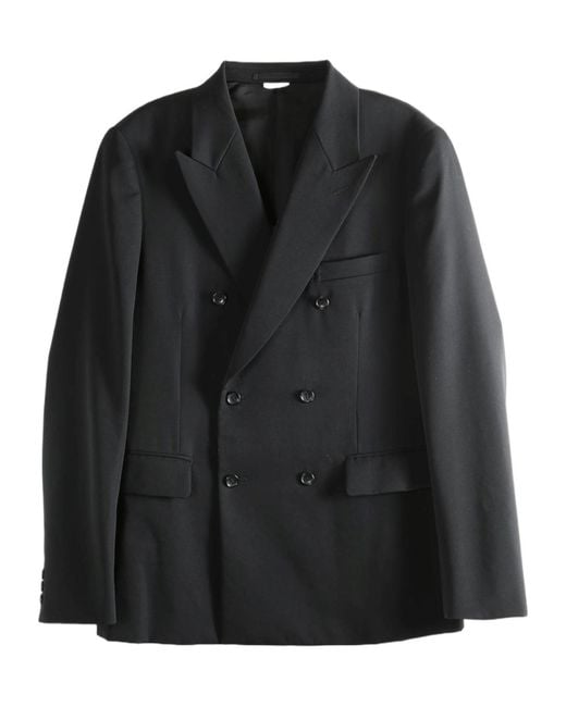 Comme des Garçons Black Double-Breasted Wool Jacket for men
