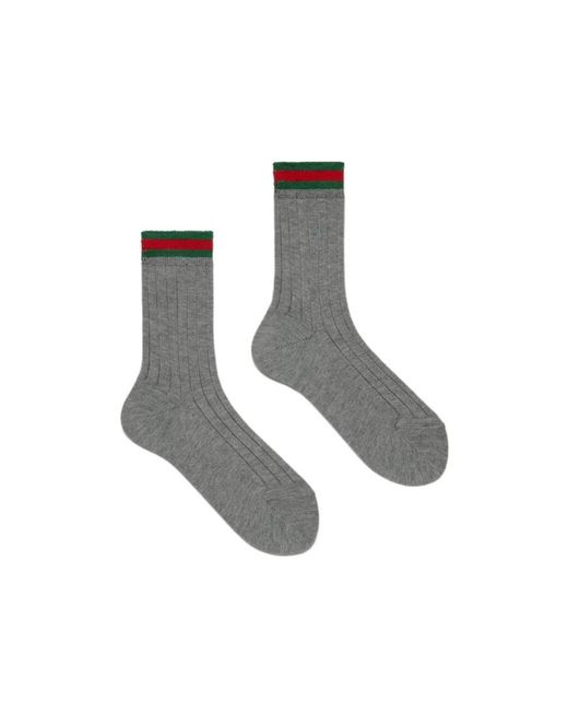 Gucci Gray Children's Web Rib Stitch Cotton Socks