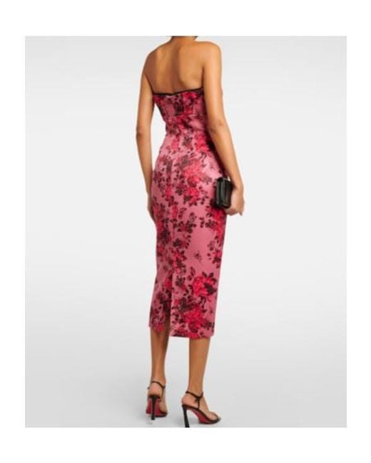 Emilia Wickstead Red Adalina Floral Strapless Midi Dress