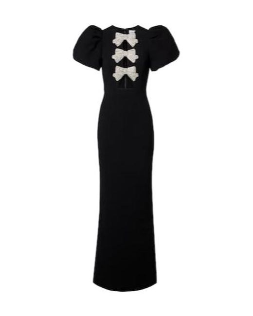 Rebecca Vallance Black Violetta Bow-Detail Gown