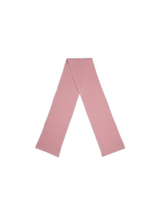 Gucci Pink Logo Patch Knit Scarf