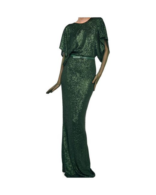 Norma Kamali Green Reverse Obie Sequin Maxi Dress
