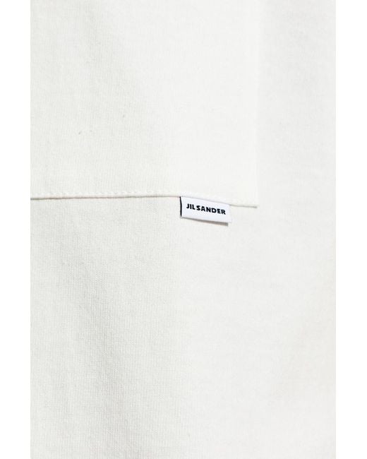 Jil Sander White Logo Tag Crewneck T-Shirt for men