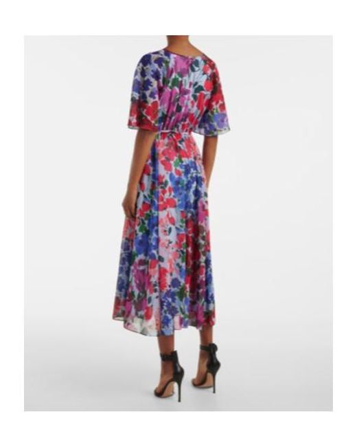 Carolina Herrera Multicolor Floral Gathered Midi Dress
