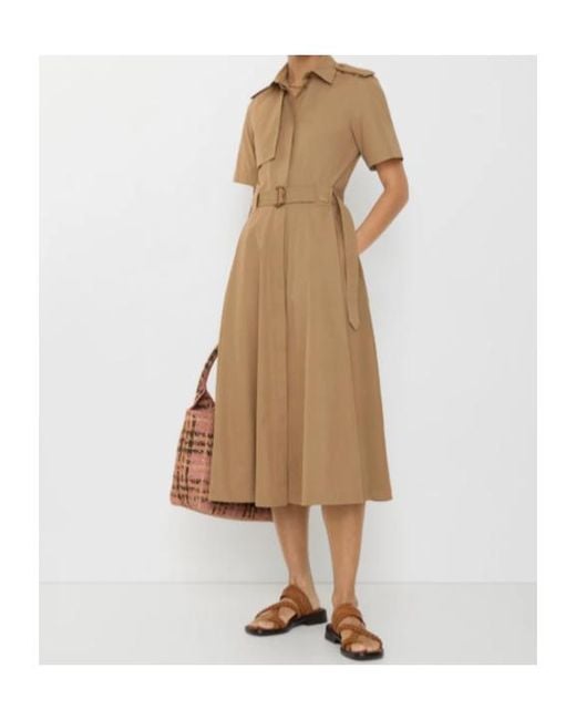 Burberry Natural Short Sleeved Belted Shirt Dress