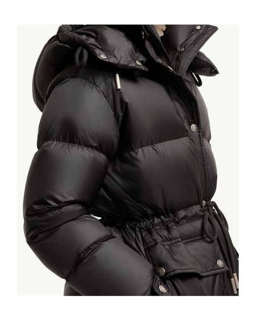 Moncler Black Sesie Hooded Mid-Length Down Jacket