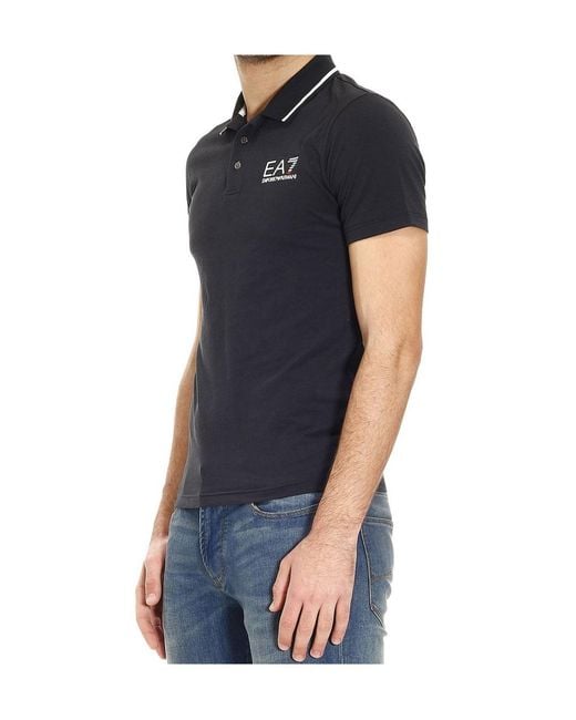 EA7 Blue Short-Sleeved Polo Shirt for men