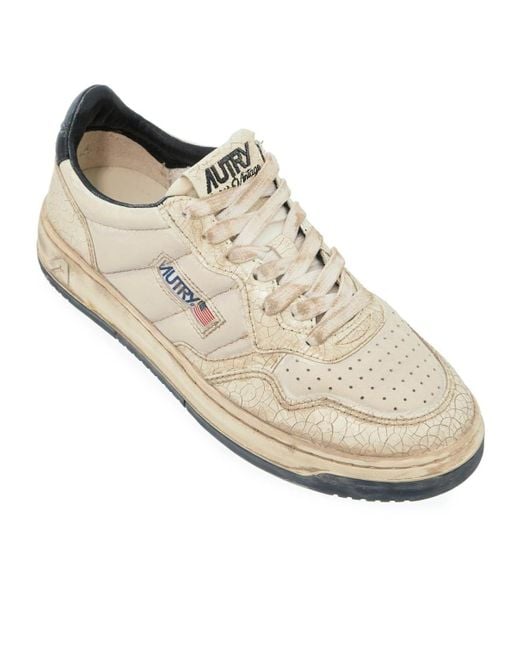 Autry White Super Vintage Lace-Up Sneakers