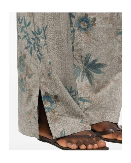 Forte_forte Gray Patterned Casual Trousers