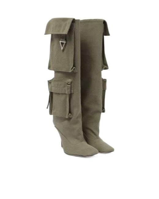 The Attico Green Sienna Canvas Knee-High Boots