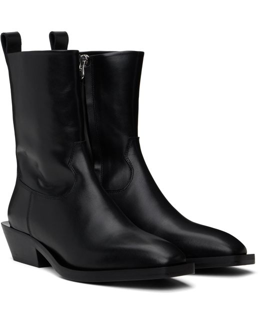 Aeyde Black Pointed Toe Slip-On Boots
