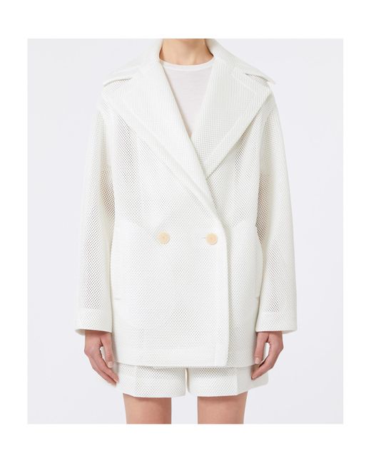 Max Mara White Collared Button-Up Jacket