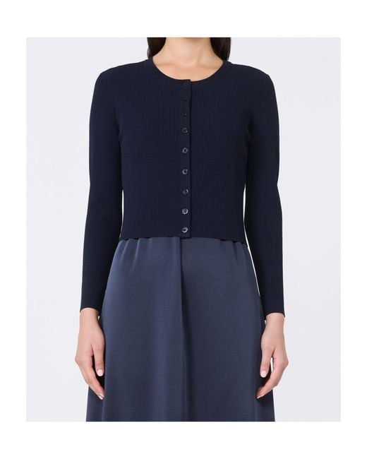 Weekend by Maxmara Blue Cropped Knitted Cardigan
