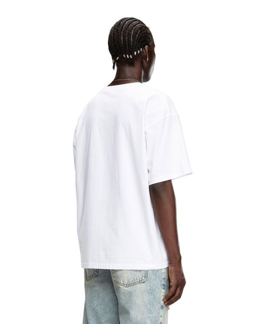 DIESEL White T-Boxt-Lab Jacquard Logo Patch T-Shirt for men