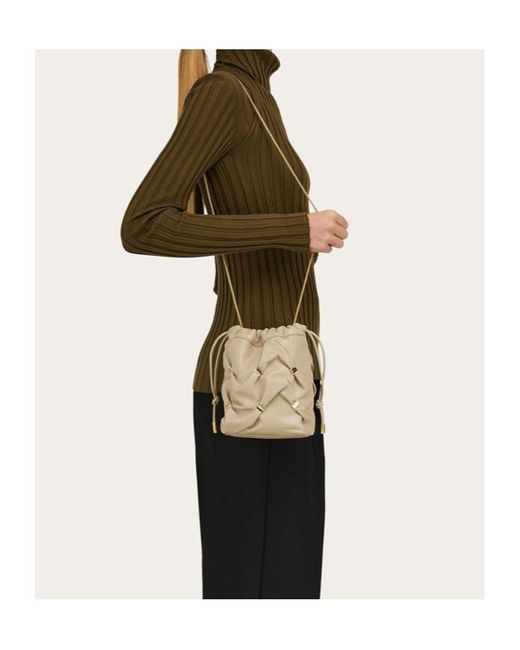 Ferragamo Natural Ferragamo Mini Bucket Bag