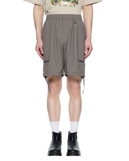 Wooyoungmi Gray Zip Detail Cargo Shorts for men