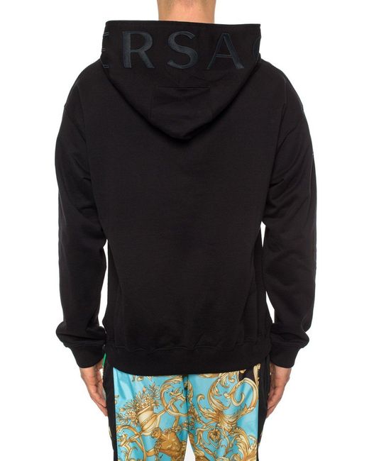 Versace Black Embroidered Sweater With Logo for men