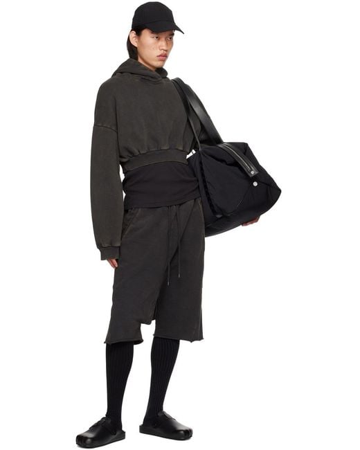 Entire studios Black Cropped Hoodies for men