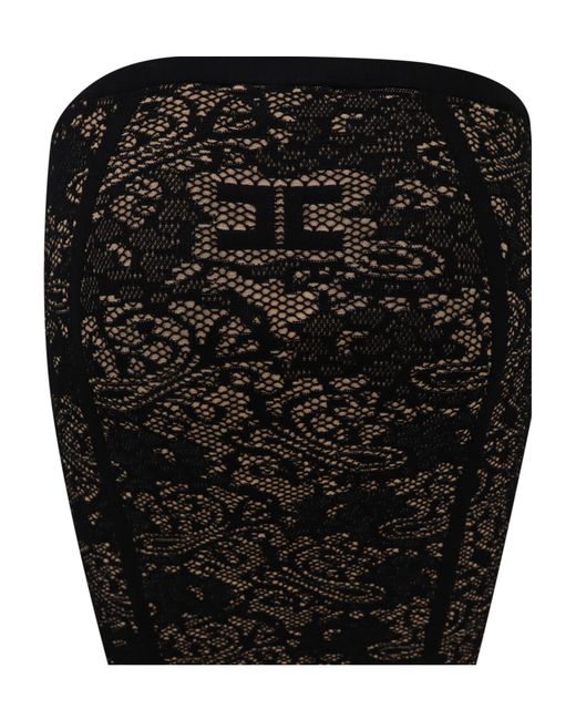 Elisabetta Franchi Black Sleeveless Off-The-Shoulder Dress