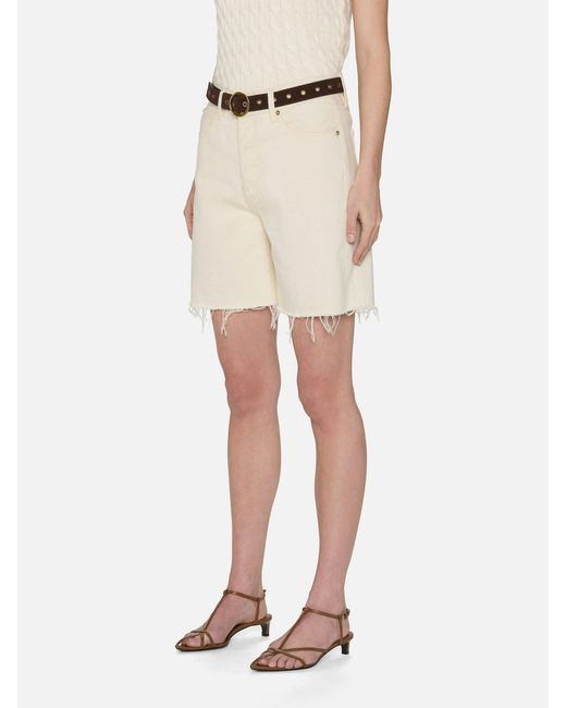 FRAME White The Timeless High Rise Shorts