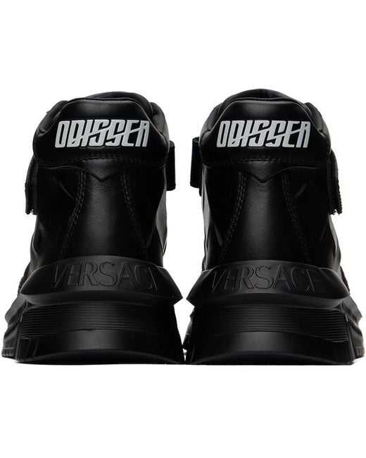 Versace Black High-Top Leather Trainers for men