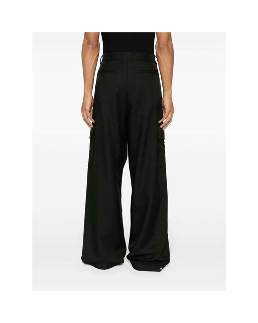 Off-White c/o Virgil Abloh Black Ow Drill Wide Leg Cargo Pants for men