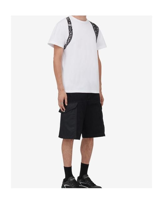 McQueen White Harness-Detailed Crewneck T-Shirt for men