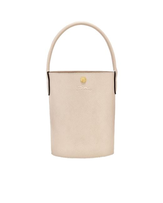 Longchamp Natural Épure Logo Embossed Small Bucket Bag