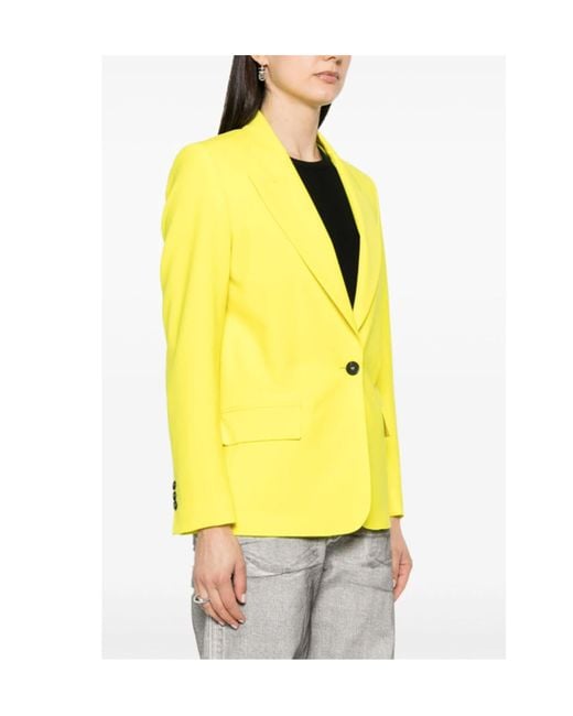 MSGM Yellow Single-Breasted Peak-Lapels Tailored Blazer