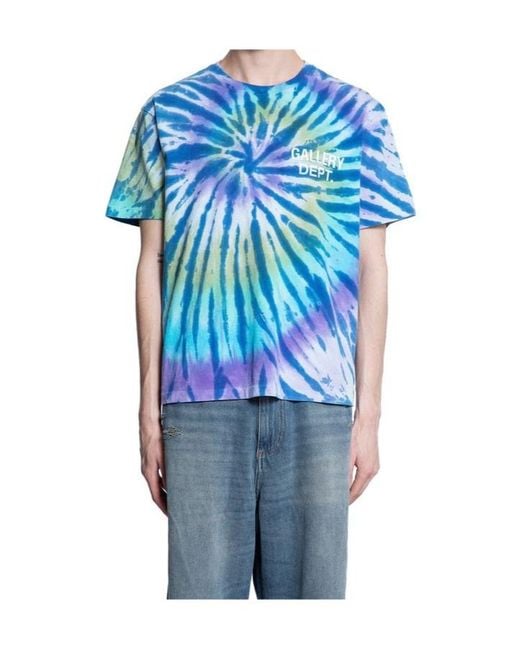 GALLERY DEPT. Blue Tie-Dye Logo T-Shirt for men