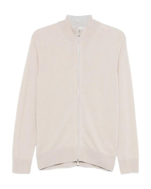 Eleventy White High-Neck Zip-Up Cardigan for men