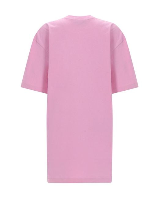 MSGM Pink Logo T-Shirt Dress