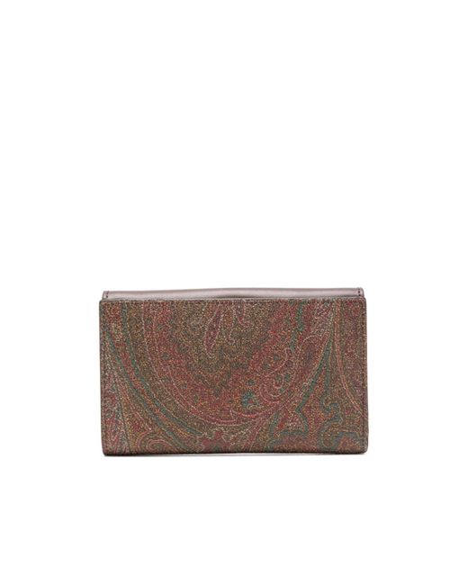 Etro Brown Paisley-Printed Wallet