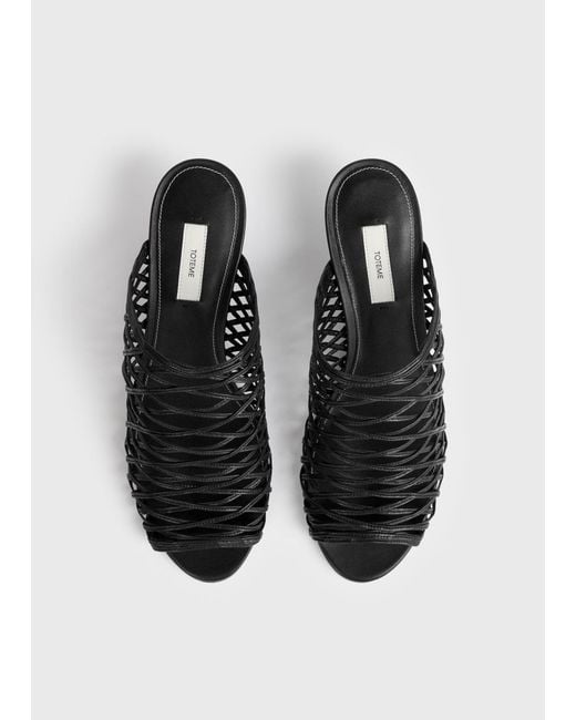 Totême Black Round-Toe Sandals