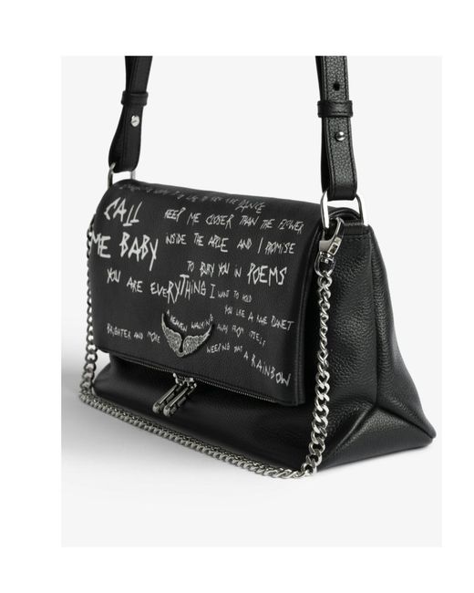 Zadig & Voltaire Black Rocky Ii Graffiti Bag