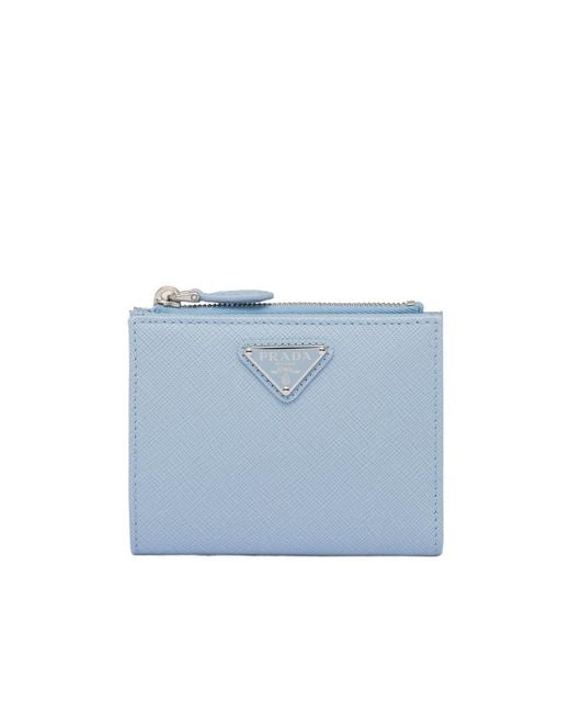 Prada Blue Small Saffiano Leather Wallet