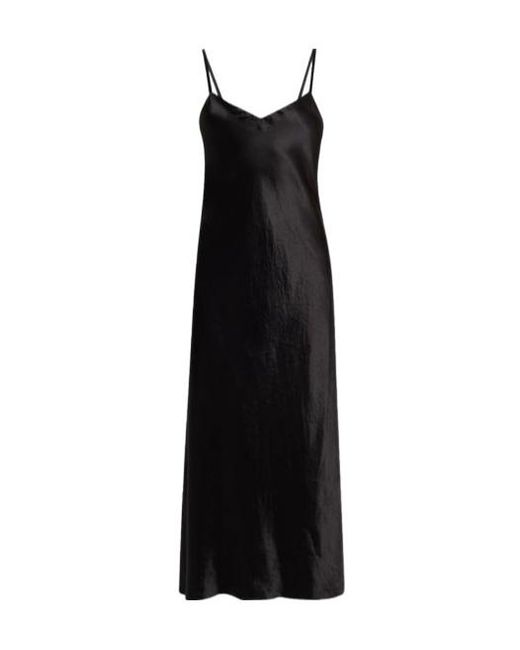 Vince Black Satin V-Neck Slip Dress