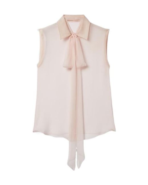 Gucci White Silk Chiffon Sleeveless Shirt